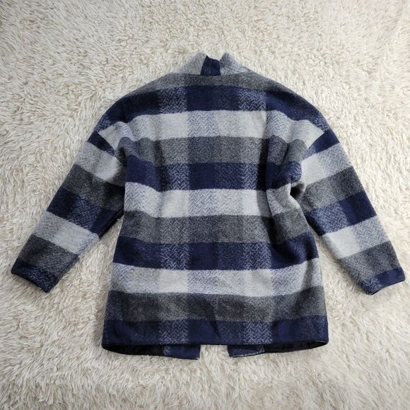 Carre Noir Wool Blend Open Jacket Gray Navy White S - Picture 3 of 7